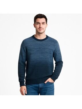 Tommy Bahama Blue Ombre 100% Cotton Knit Sweater Crewneck Pullover Men’s Size L